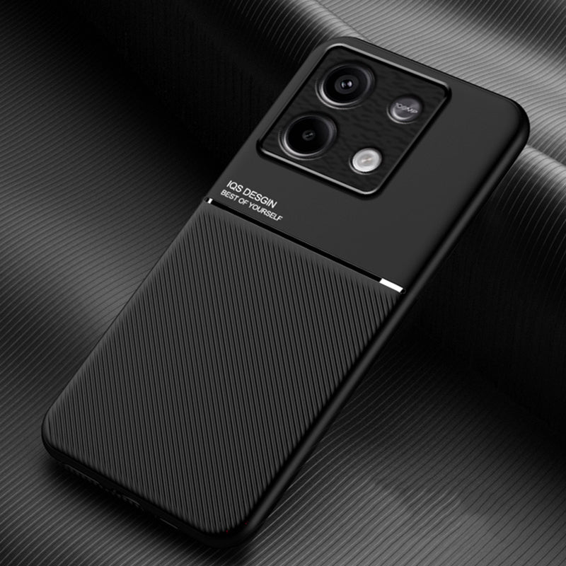 For Xiaomi Redmi Note 13 5G Imprinted Lines Case Cell Phone Cover Works with Magnetic Car Mount - Black