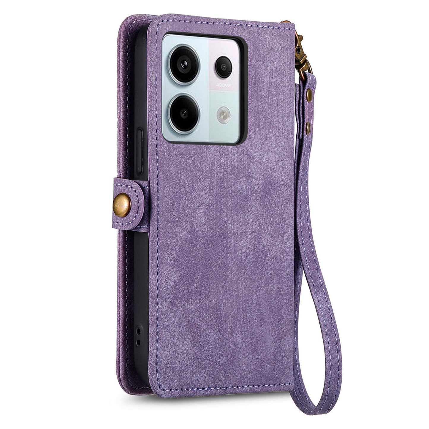 For Xiaomi Redmi Note 13 Pro 5G / Poco X6 5G Case Geometry Pattern PU Leather Phone Wallet Stand Cover - Purple