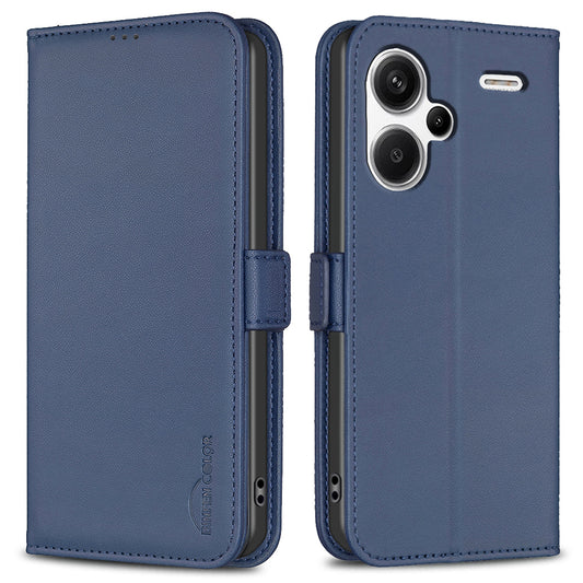 BINFEN COLOR BF31 For Xiaomi Redmi Note 13 Pro+ 5G Leather Wallet Case Phone Stand - Blue
