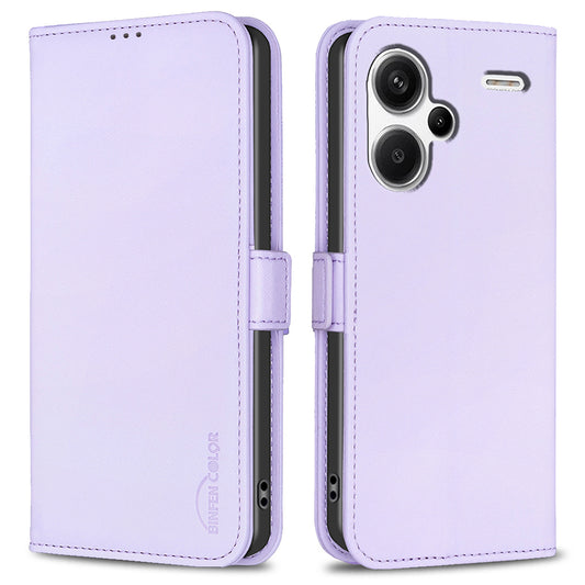 BINFEN COLOR BF31 For Xiaomi Redmi Note 13 Pro+ 5G Leather Wallet Case Phone Stand - Purple