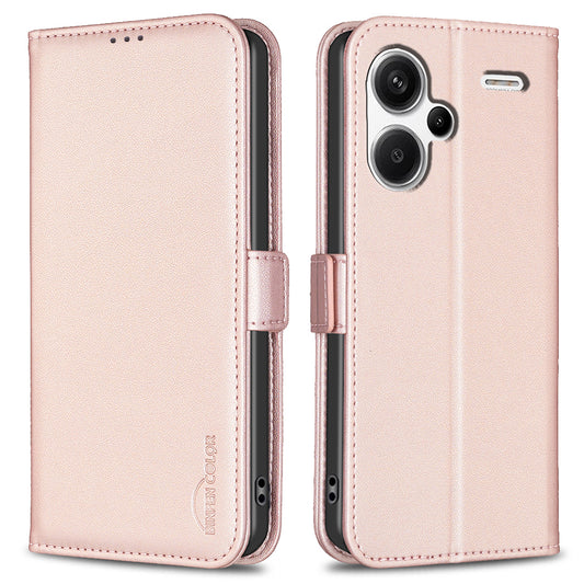 BINFEN COLOR BF31 For Xiaomi Redmi Note 13 Pro+ 5G Leather Wallet Case Phone Stand - Pink