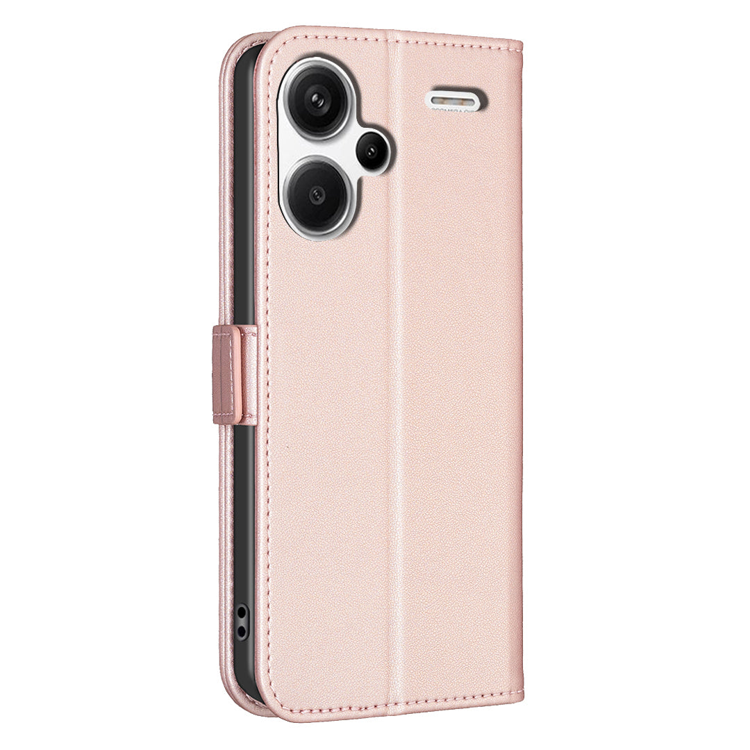 BINFEN COLOR BF31 For Xiaomi Redmi Note 13 Pro+ 5G Leather Wallet Case Phone Stand - Pink