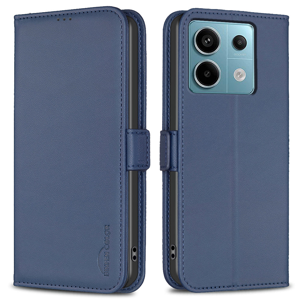 BINFEN COLOR BF31 For Xiaomi Redmi Note 13 Pro 5G / Poco X6 5G Leather Case Phone Wallet Cover - Blue