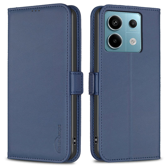 BINFEN COLOR BF31 For Xiaomi Redmi Note 13 Pro 5G / Poco X6 5G Leather Case Phone Wallet Cover - Blue