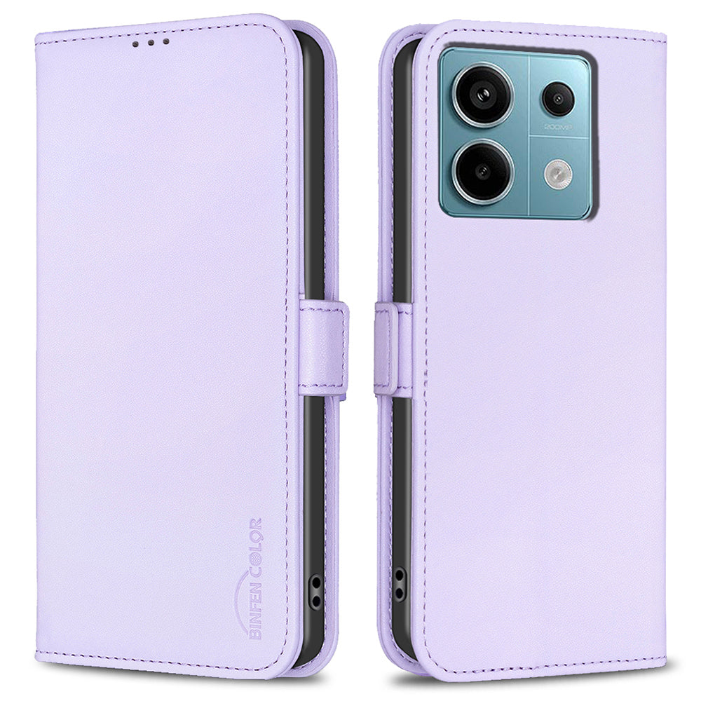 BINFEN COLOR BF31 For Xiaomi Redmi Note 13 Pro 5G / Poco X6 5G Leather Case Phone Wallet Cover - Purple