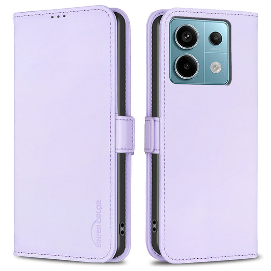 BINFEN COLOR BF31 For Xiaomi Redmi Note 13 Pro 5G / Poco X6 5G Leather Case Phone Wallet Cover - Purple