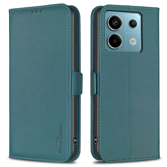 BINFEN COLOR BF31 For Xiaomi Redmi Note 13 Pro 5G / Poco X6 5G Leather Case Phone Wallet Cover - Green