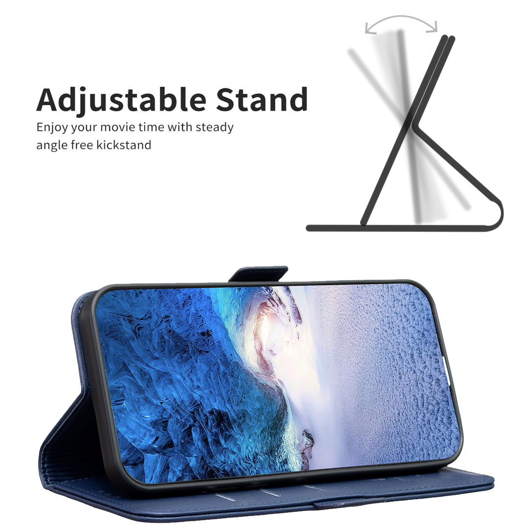 BINFEN COLOR BF31 For Xiaomi Redmi Note 13 5G Wallet Case Leather Phone Cover Stand - Blue