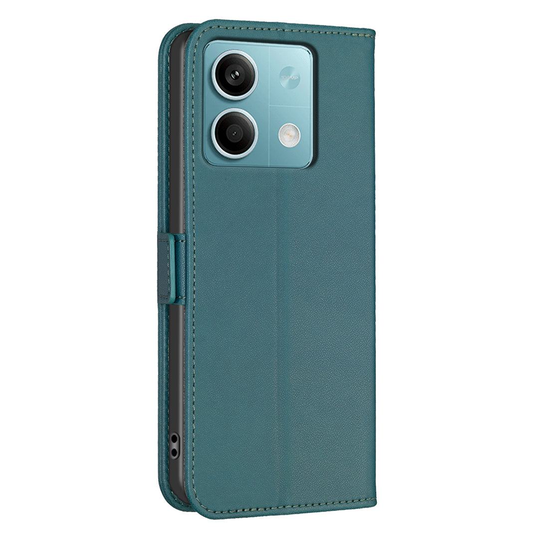 BINFEN COLOR BF31 For Xiaomi Redmi Note 13 5G Wallet Case Leather Phone Cover Stand - Green