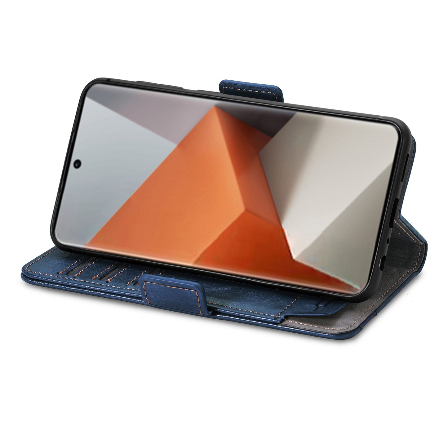 CASENEO 002 Series For Xiaomi Redmi Note 13 Pro+ 5G Case Wallet Stand Flip Phone Cover RFID Blocking - Dark Blue