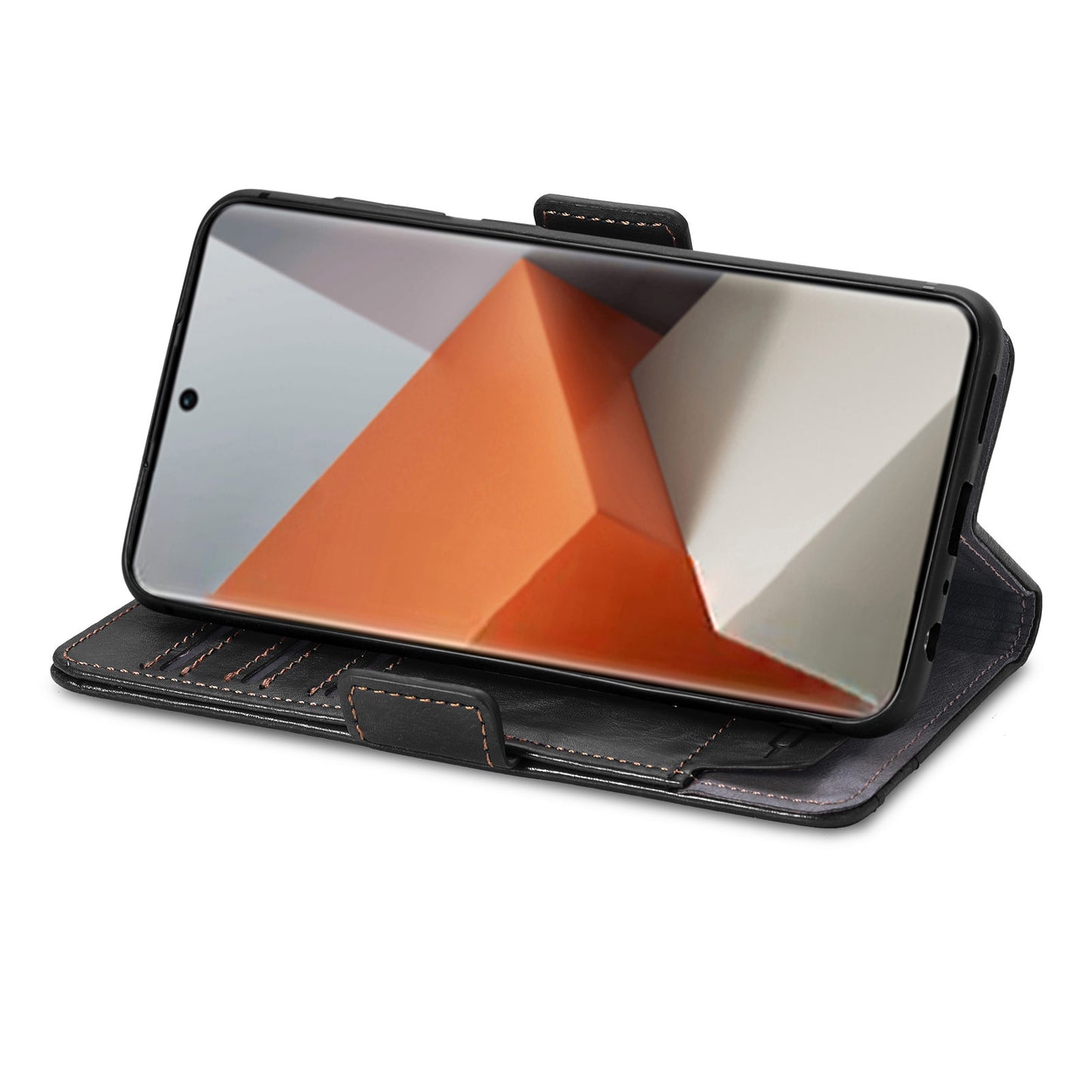 CASENEO 002 Series For Xiaomi Redmi Note 13 Pro+ 5G Case Wallet Stand Flip Phone Cover RFID Blocking - Black