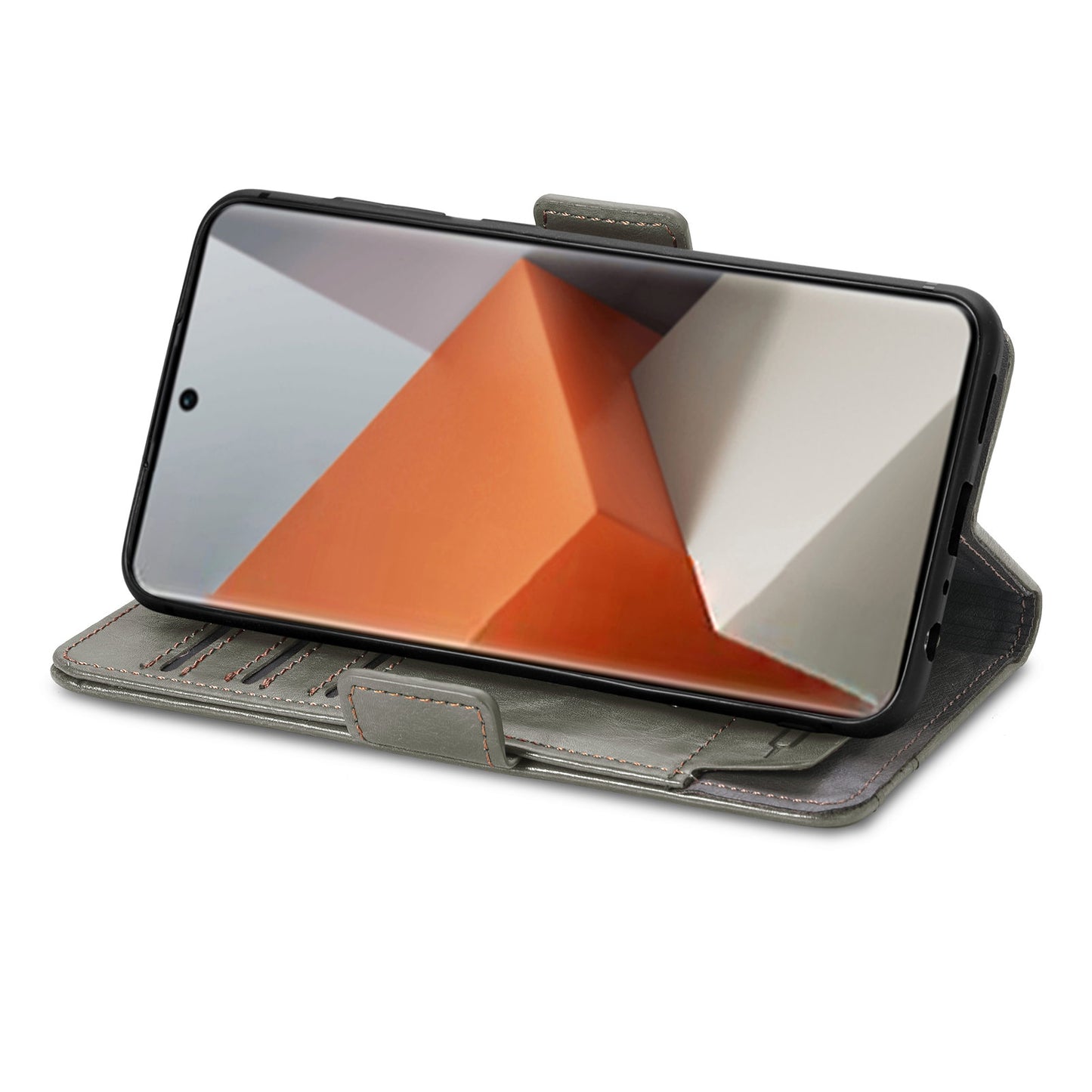 CASENEO 002 Series For Xiaomi Redmi Note 13 Pro+ 5G Case Wallet Stand Flip Phone Cover RFID Blocking - Grey