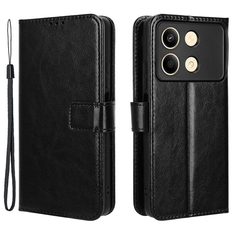 For Xiaomi Redmi Note 13R Pro 5G Leather Phone Cover with Wallet Card Slots - Black