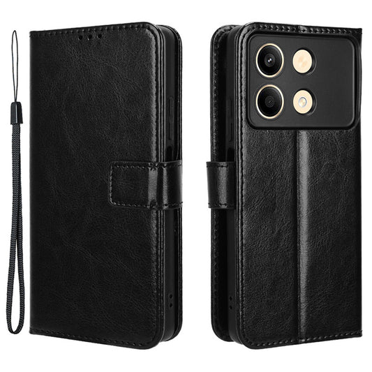For Xiaomi Redmi Note 13R Pro 5G Leather Phone Cover with Wallet Card Slots - Black