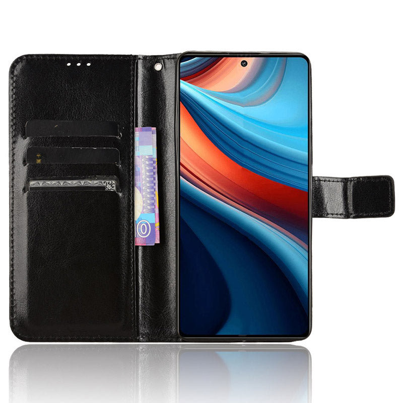 For Xiaomi Redmi Note 13R Pro 5G Leather Phone Cover with Wallet Card Slots - Black