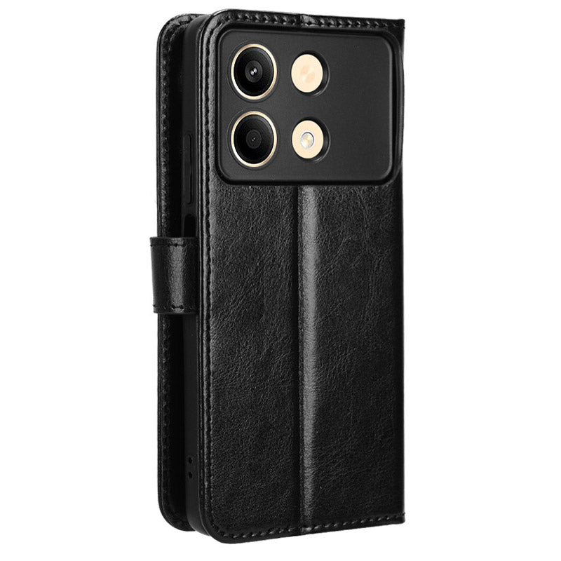 For Xiaomi Redmi Note 13R Pro 5G Leather Phone Cover with Wallet Card Slots - Black