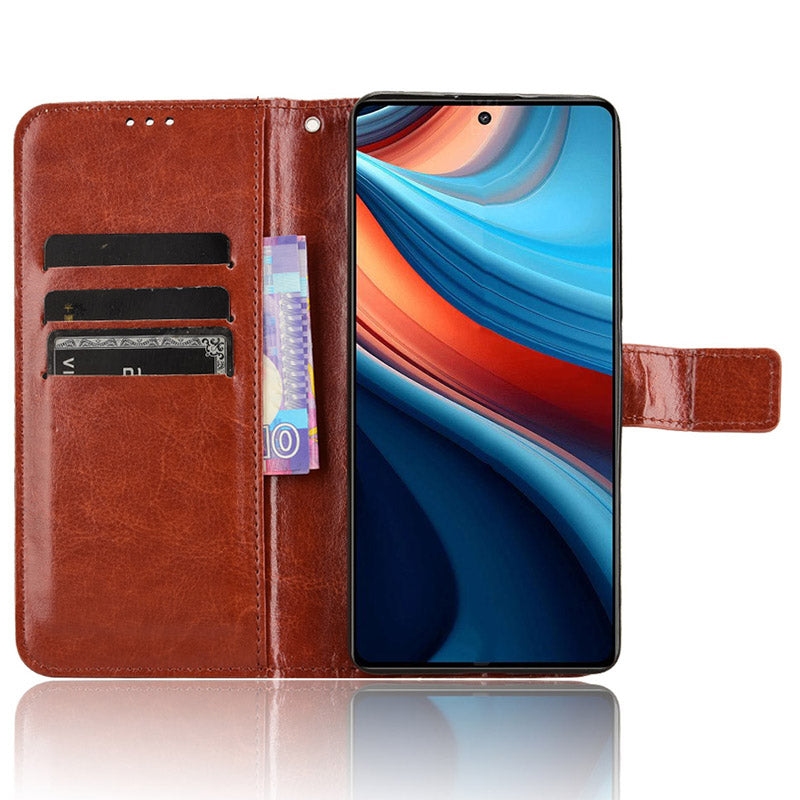 For Xiaomi Redmi Note 13R Pro 5G Leather Phone Cover with Wallet Card Slots - Brown