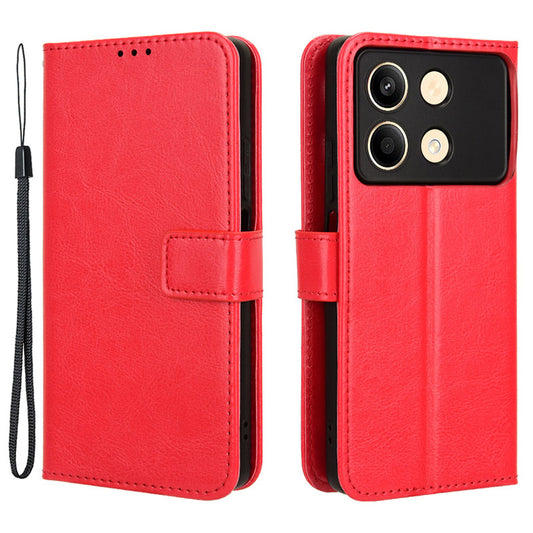 For Xiaomi Redmi Note 13R Pro 5G Leather Phone Cover with Wallet Card Slots - Red