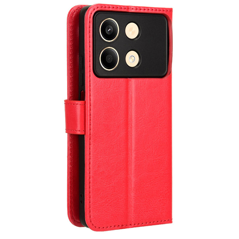 For Xiaomi Redmi Note 13R Pro 5G Leather Phone Cover with Wallet Card Slots - Red
