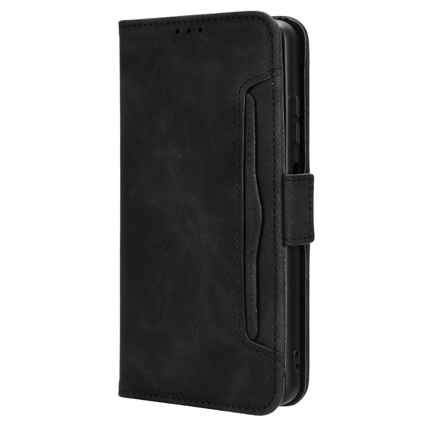 For Xiaomi Redmi Note 13R Pro 5G Leather Case Phone Cover with Card Slots - Black