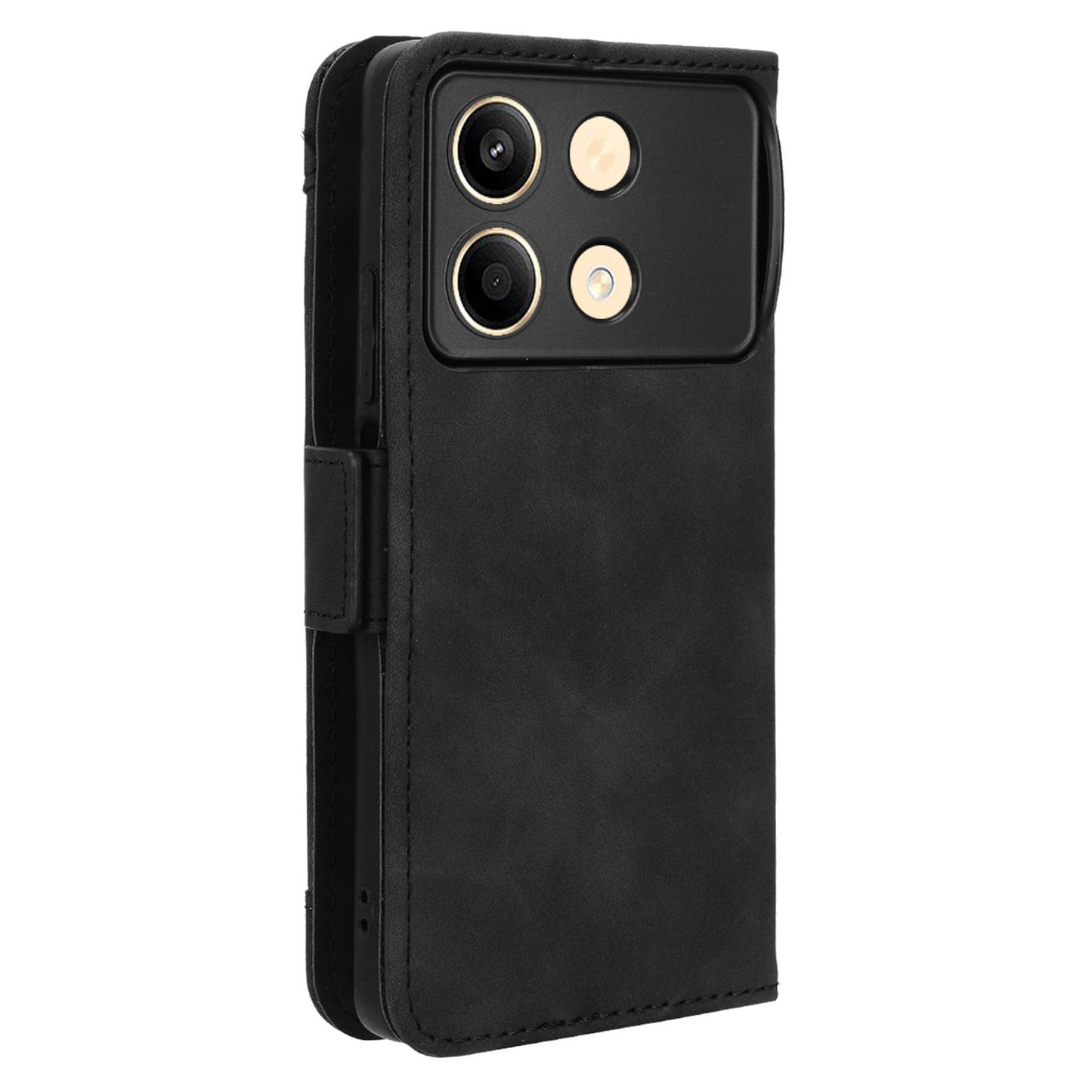 For Xiaomi Redmi Note 13R Pro 5G Leather Case Phone Cover with Card Slots - Black
