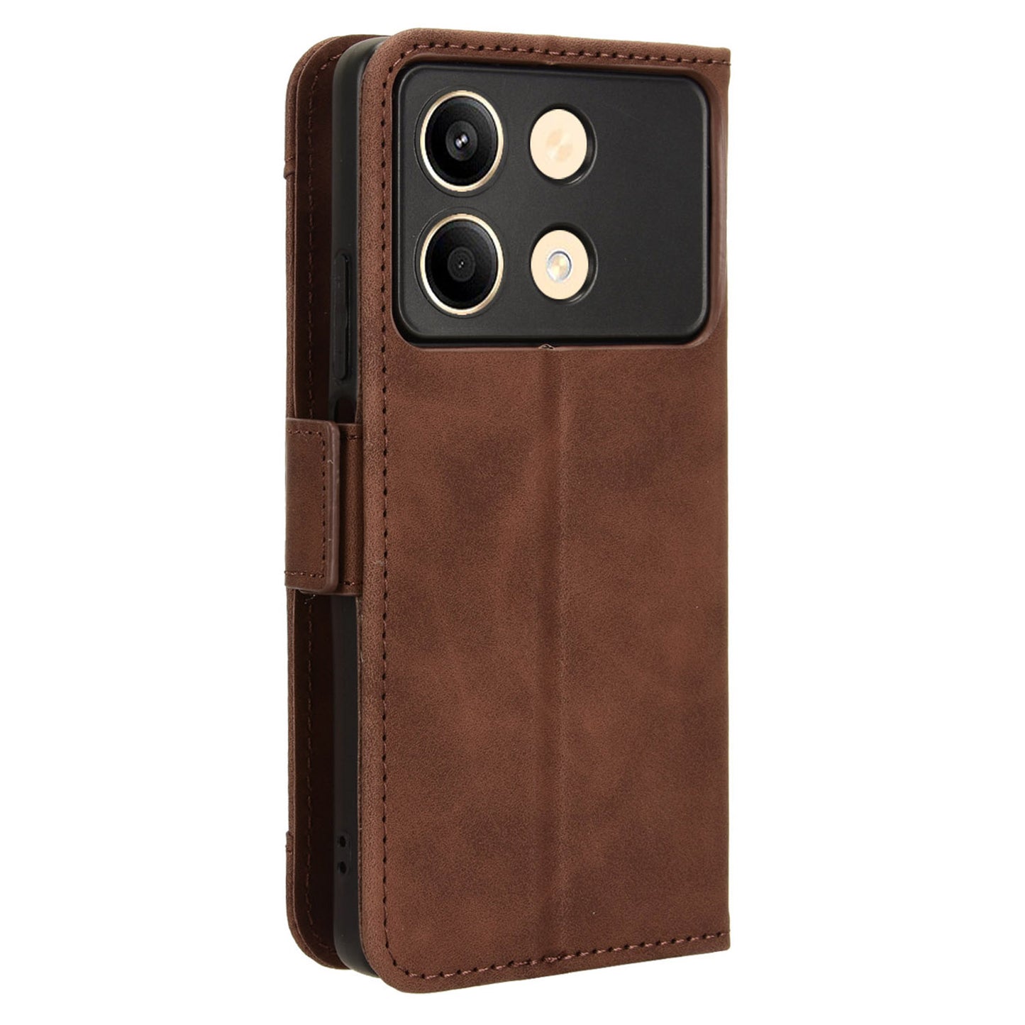 For Xiaomi Redmi Note 13R Pro 5G Leather Case Phone Cover with Card Slots - Brown