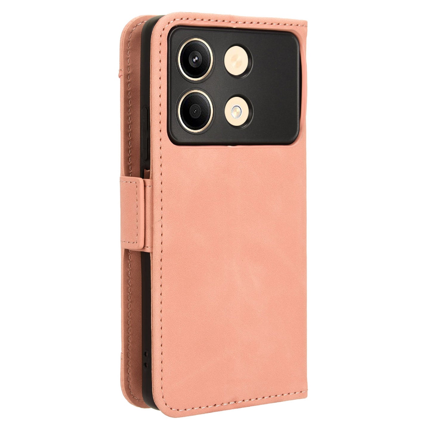 For Xiaomi Redmi Note 13R Pro 5G Leather Case Phone Cover with Card Slots - Pink