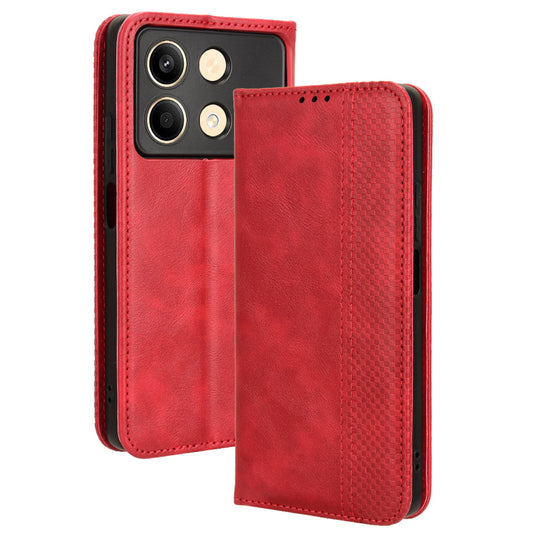 For Xiaomi Redmi Note 13R Pro 5G Leather Wallet Case Magnetic Auto Closing - Red
