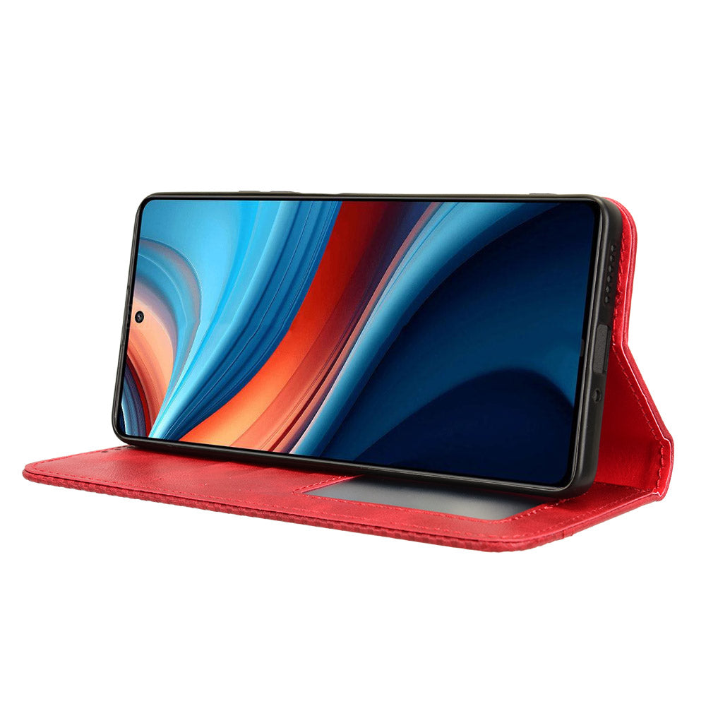 For Xiaomi Redmi Note 13R Pro 5G Leather Wallet Case Magnetic Auto Closing - Red