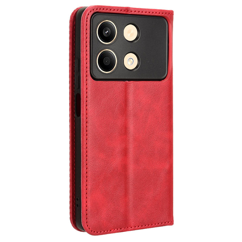 For Xiaomi Redmi Note 13R Pro 5G Leather Wallet Case Magnetic Auto Closing - Red