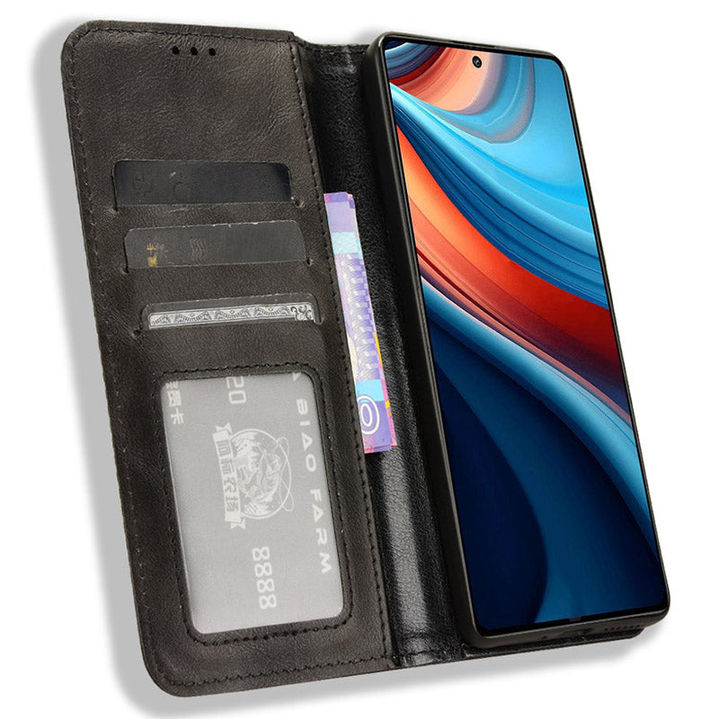 For Xiaomi Redmi Note 13R Pro 5G Leather Wallet Case Magnetic Auto Closing - Black