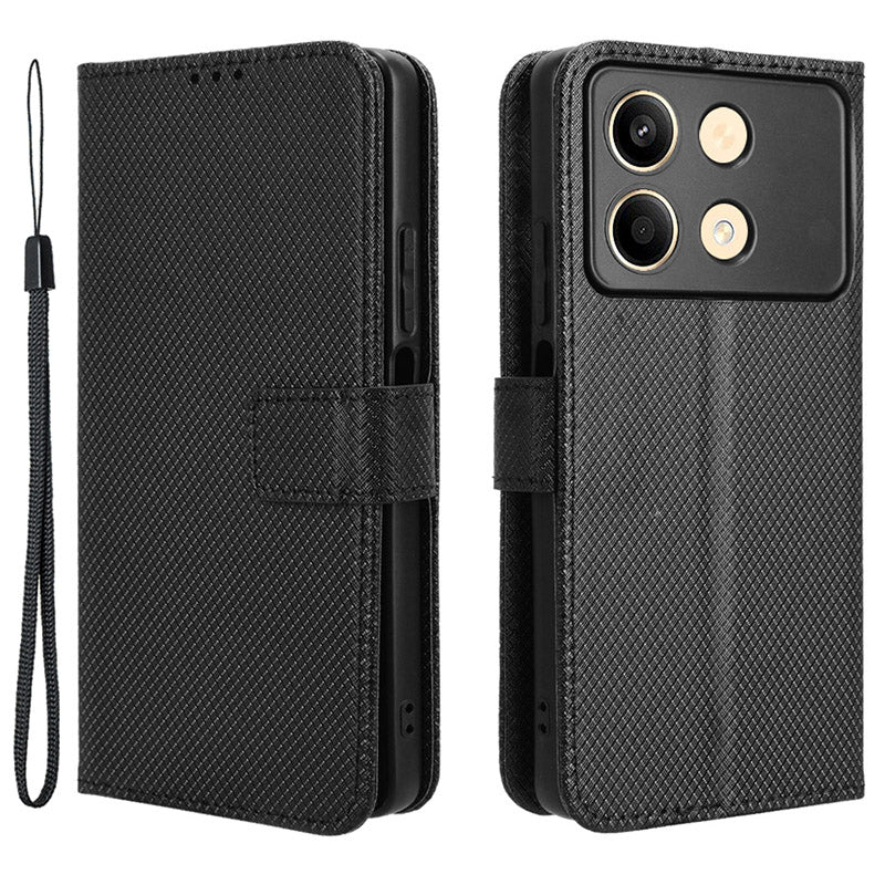 For Xiaomi Redmi Note 13R Pro 5G PU Leather Phone Case Shockproof Cover - Black