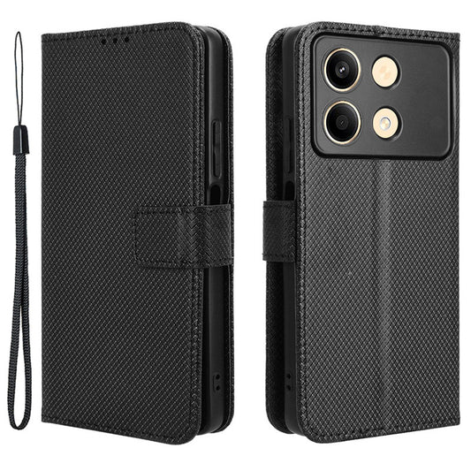 For Xiaomi Redmi Note 13R Pro 5G PU Leather Phone Case Shockproof Cover - Black