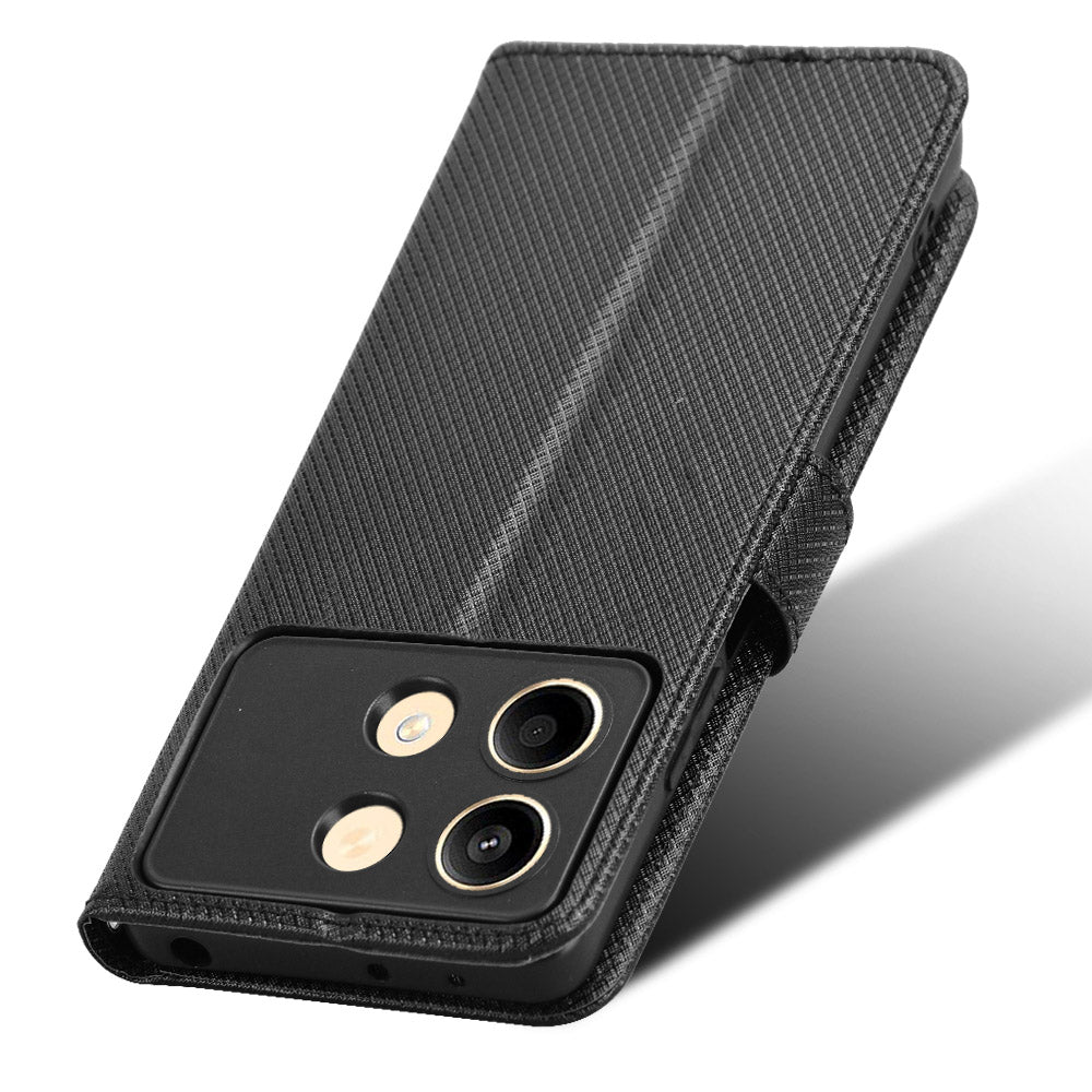 For Xiaomi Redmi Note 13R Pro 5G PU Leather Phone Case Shockproof Cover - Black
