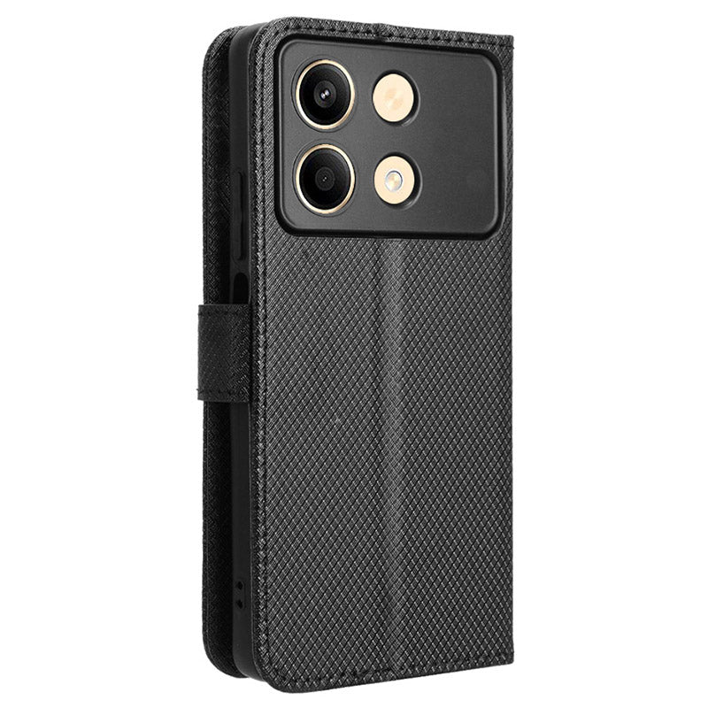 For Xiaomi Redmi Note 13R Pro 5G PU Leather Phone Case Shockproof Cover - Black