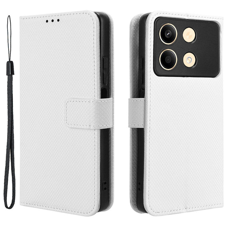 For Xiaomi Redmi Note 13R Pro 5G PU Leather Phone Case Shockproof Cover - White