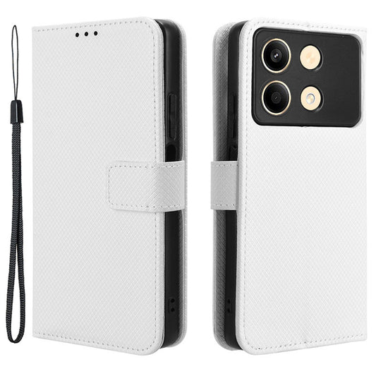 For Xiaomi Redmi Note 13R Pro 5G PU Leather Phone Case Shockproof Cover - White