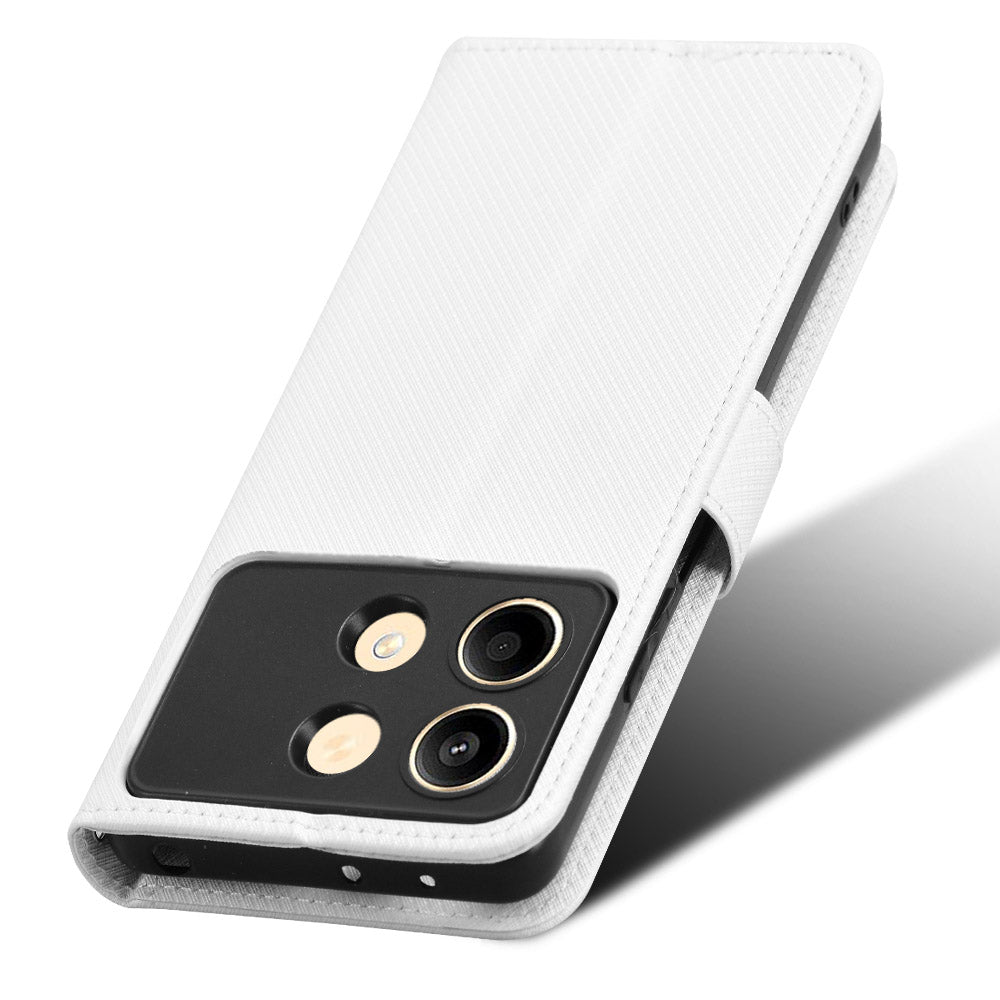 For Xiaomi Redmi Note 13R Pro 5G PU Leather Phone Case Shockproof Cover - White