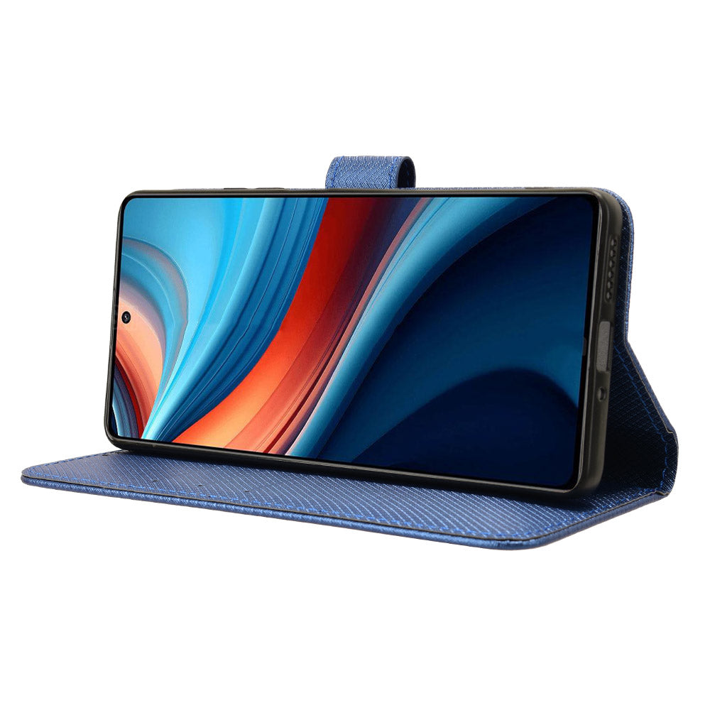 For Xiaomi Redmi Note 13R Pro 5G PU Leather Phone Case Shockproof Cover - Blue