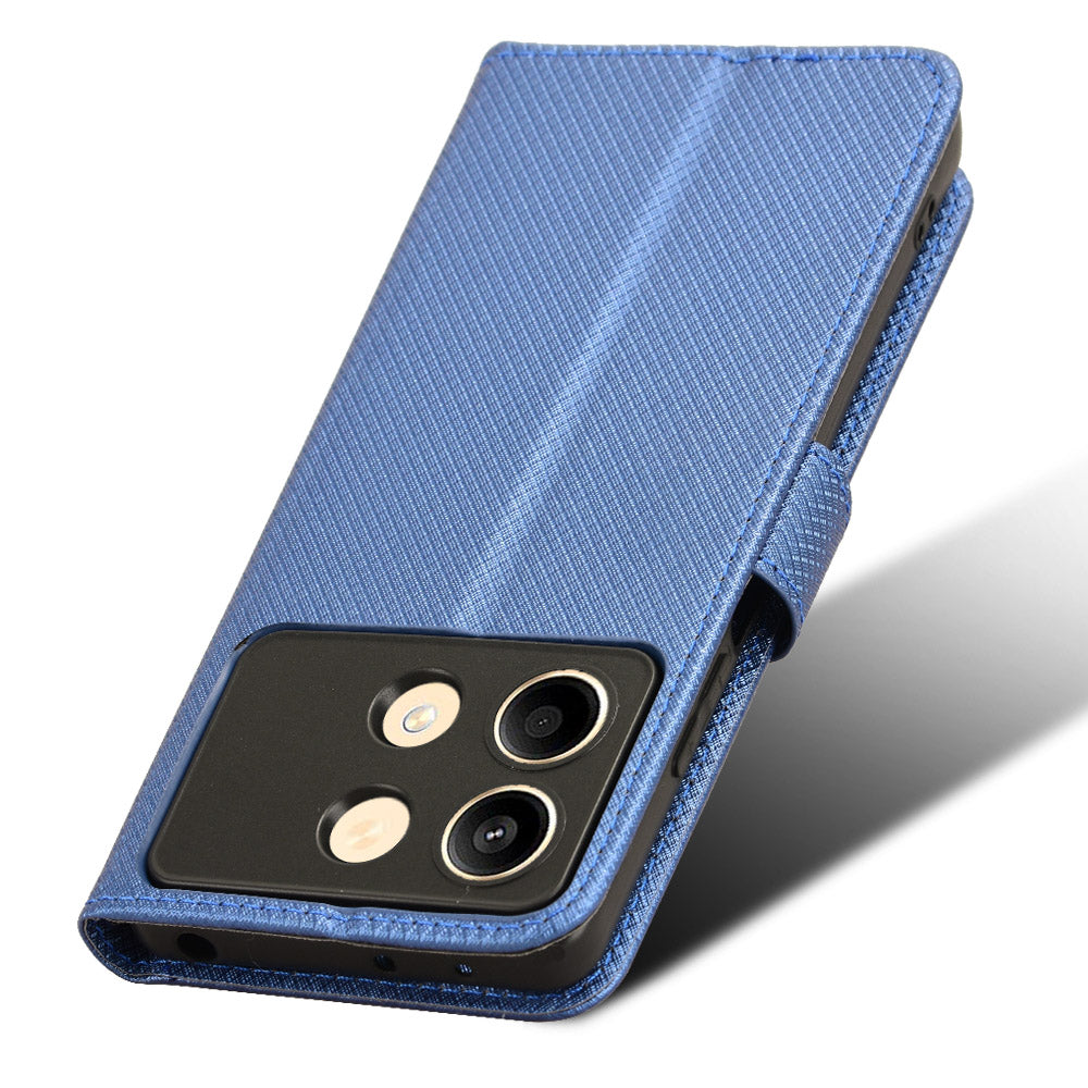 For Xiaomi Redmi Note 13R Pro 5G PU Leather Phone Case Shockproof Cover - Blue