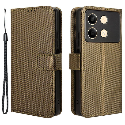 For Xiaomi Redmi Note 13R Pro 5G PU Leather Phone Case Shockproof Cover - Brown