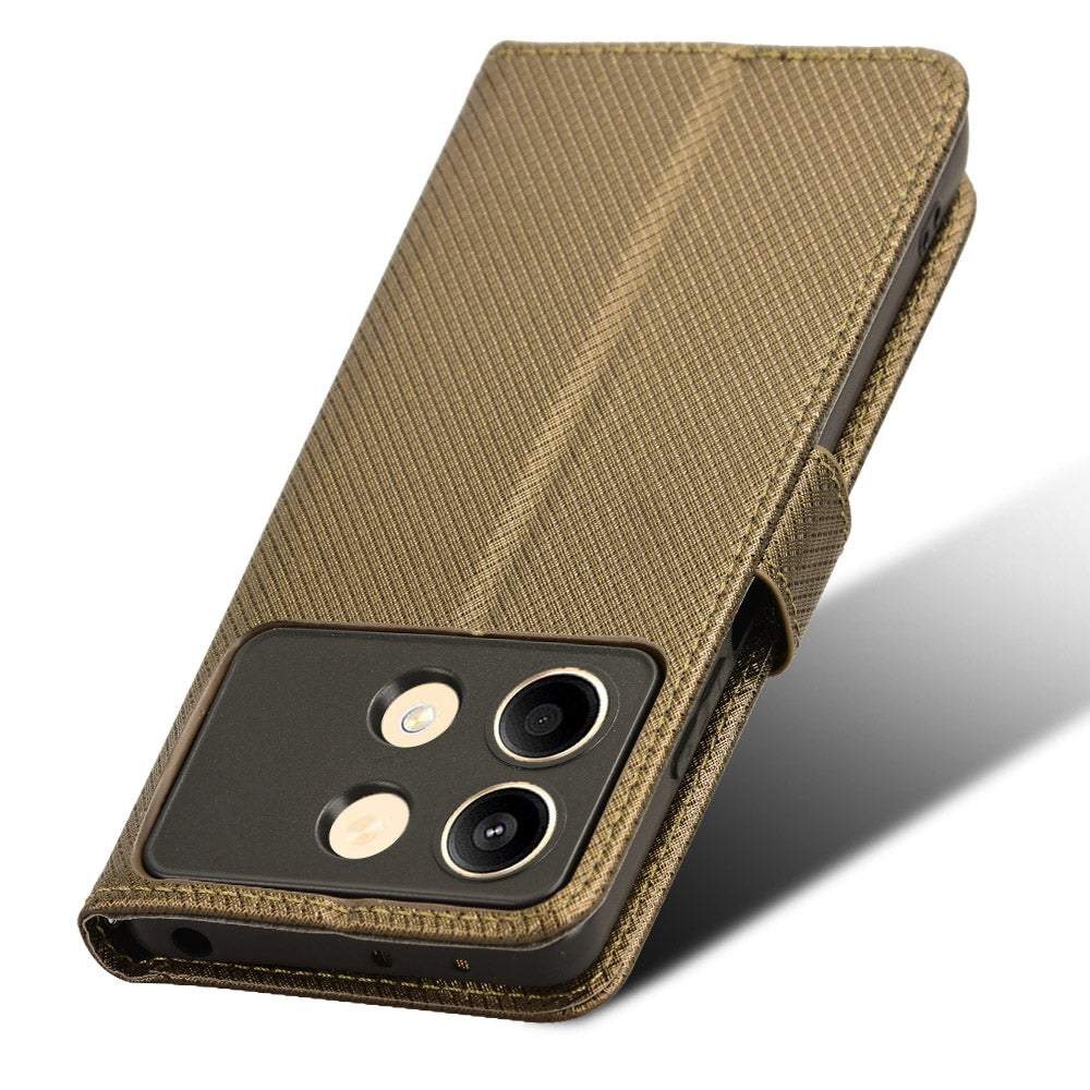 For Xiaomi Redmi Note 13R Pro 5G PU Leather Phone Case Shockproof Cover - Brown