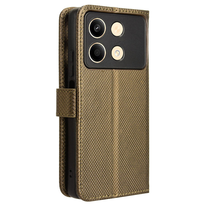 For Xiaomi Redmi Note 13R Pro 5G PU Leather Phone Case Shockproof Cover - Brown