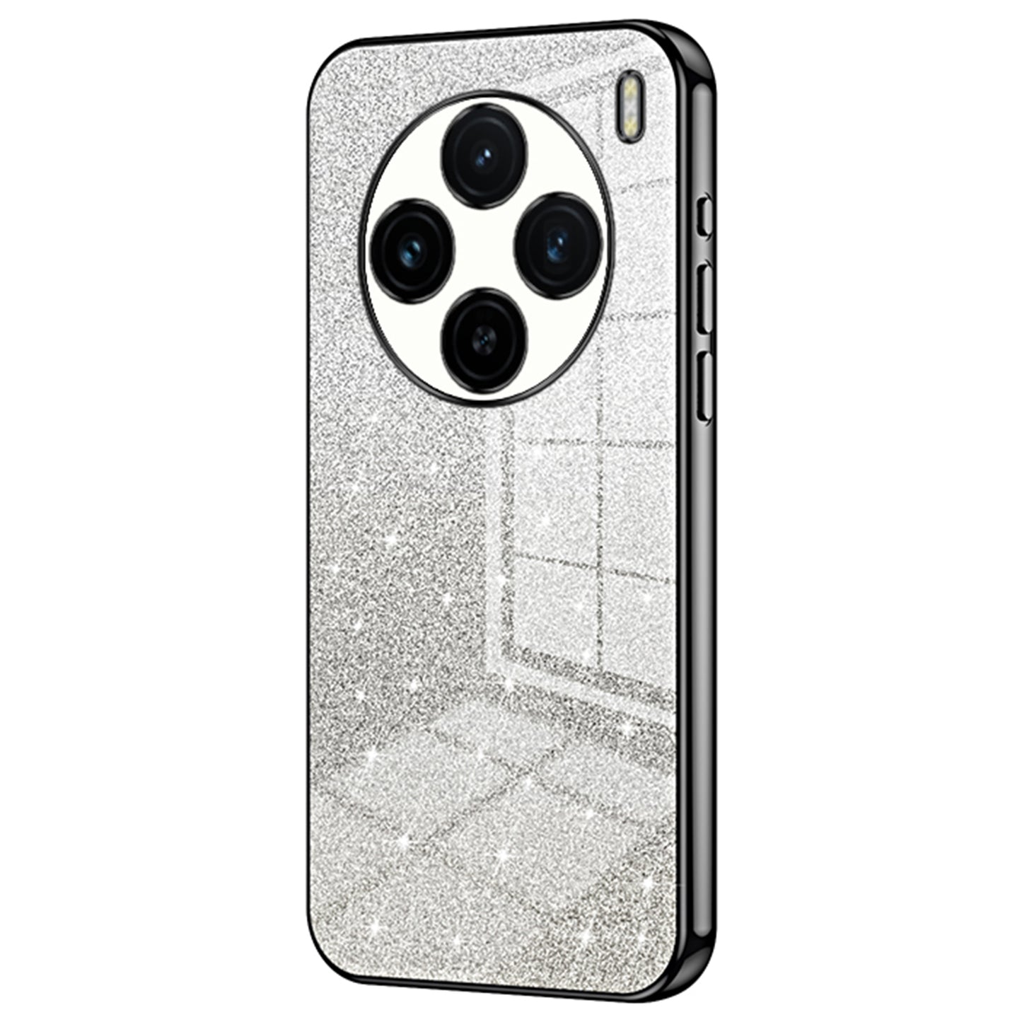 For vivo X100 5G Phone Case Glistening Gradient Electroplated Precision Cover - Black