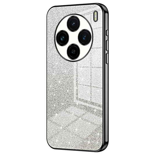 For vivo X100 5G Phone Case Glistening Gradient Electroplated Precision Cover - Black