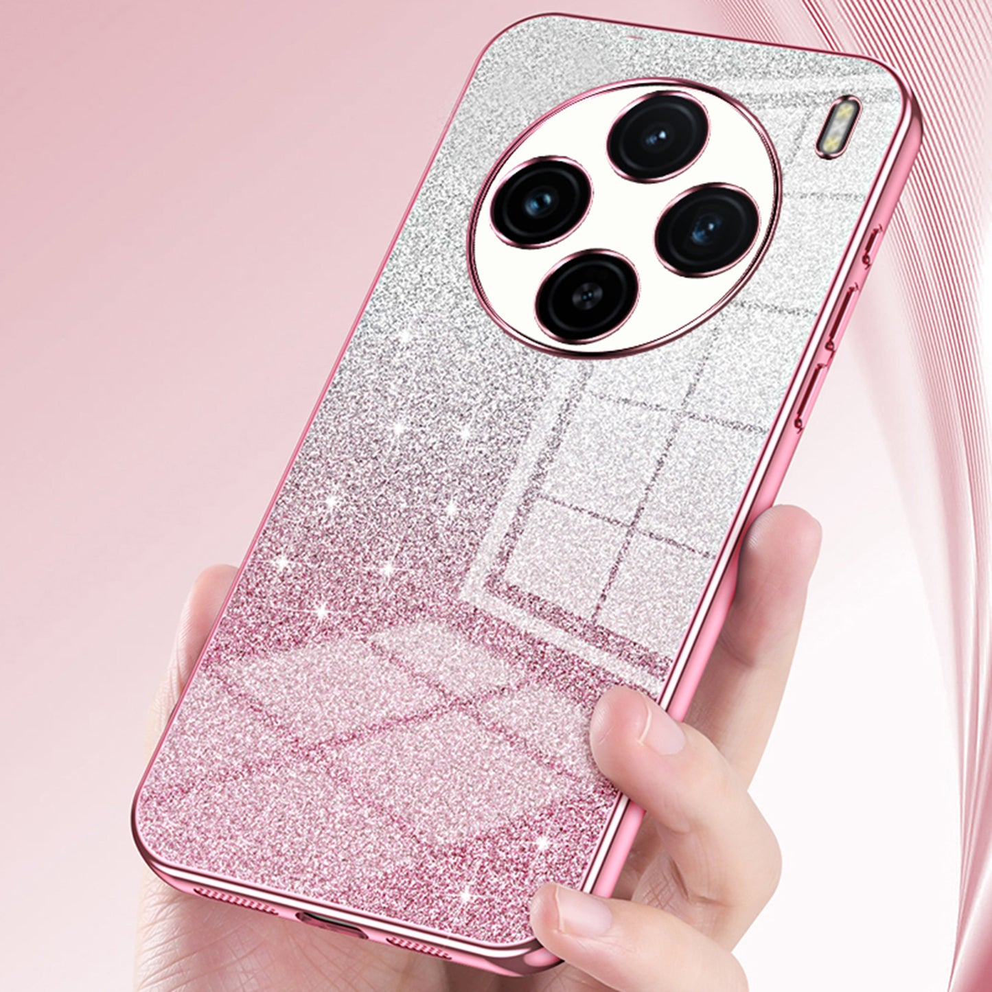 For vivo X100 5G Phone Case Glistening Gradient Electroplated Precision Cover - Pink
