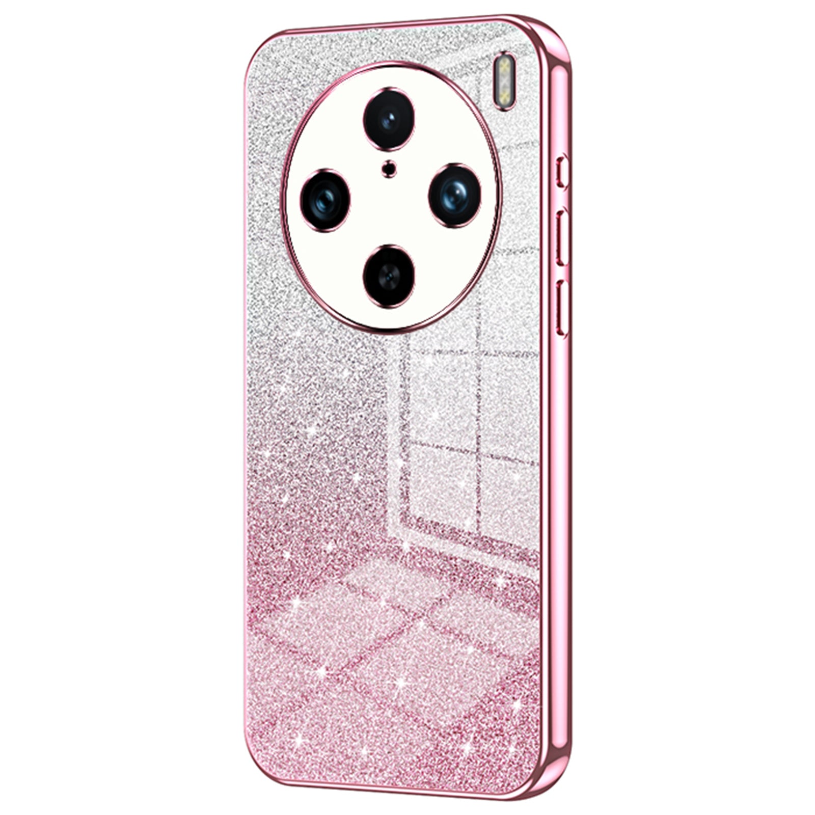 For vivo X100 Pro 5G Case Gradient Sparkle Electroplated Fine Hole TPU Cover - Pink