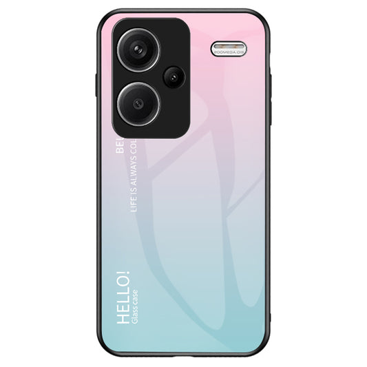 For Xiaomi Redmi Note 13 Pro+ 5G Gradient Tempered Glass Case Drop Protection - Gradient Pink Blue