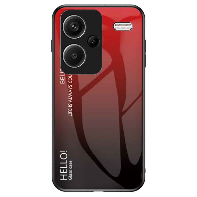 For Xiaomi Redmi Note 13 Pro+ 5G Gradient Tempered Glass Case Drop Protection - Gradient Red Black