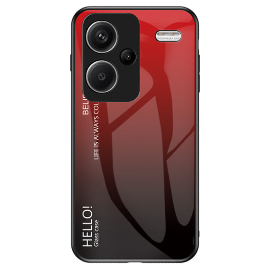 For Xiaomi Redmi Note 13 Pro+ 5G Gradient Tempered Glass Case Drop Protection - Gradient Red Black